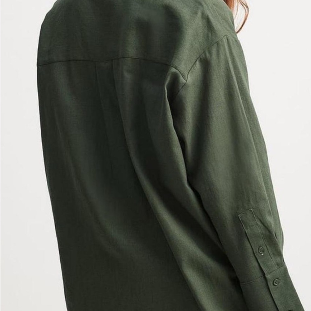 Olive Green Button-Down Shirt - Classic‎ Women's Top